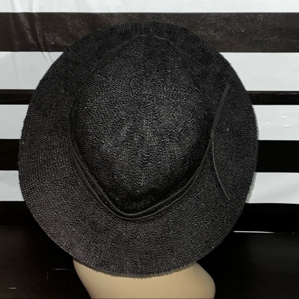 Faux leather black hat